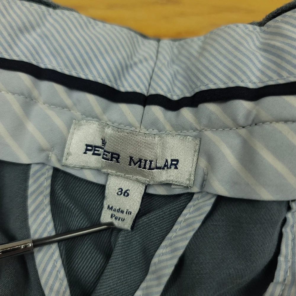 Peter Millar Soft Touch Twill Khaki Gray‎ Golf Chino Shorts Mens 36 Peru